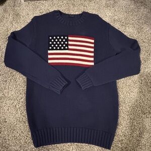 Brandy Melville Dark Blue Sweater with Flag Design